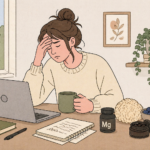 Woman sitting at desk looking fatigued brain fog natural remedies